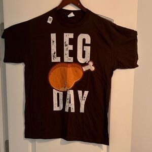 Port and Company Brown 'Leg Day' Graphic Tee